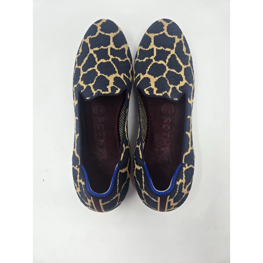 Rothy's The Loafer Giraffe Print Navy Gold Knit Flats Womens 7.5 NEW Preppy Chic - Picture 2 of 7